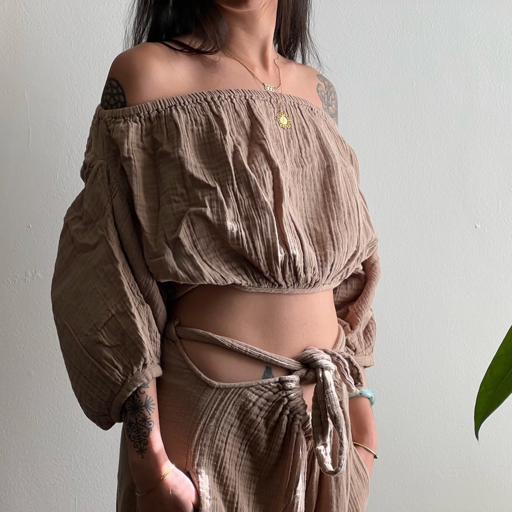 Free People palazzo pant and crop top set